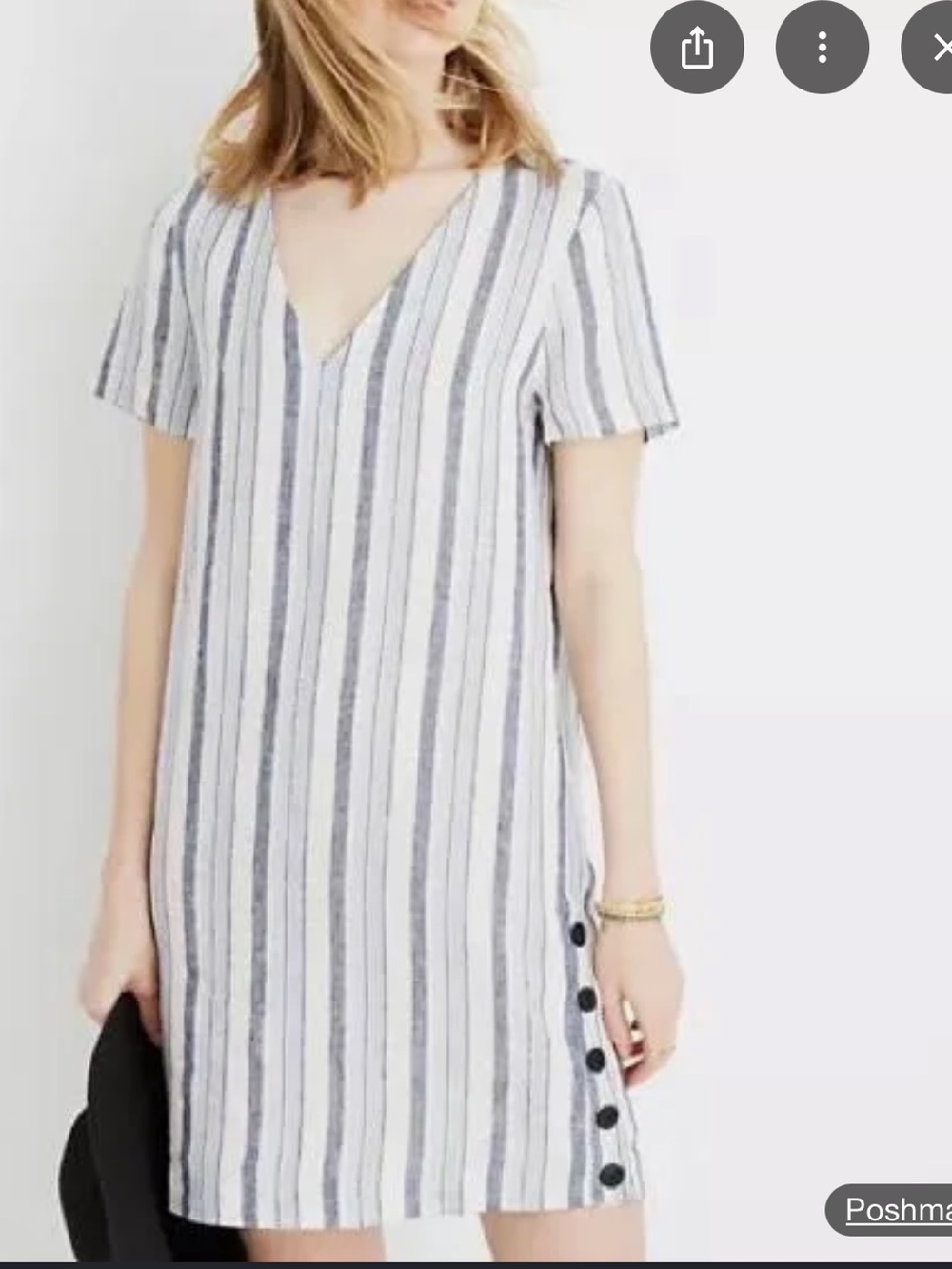 Madewell Linen Side-Button Easy Dress
